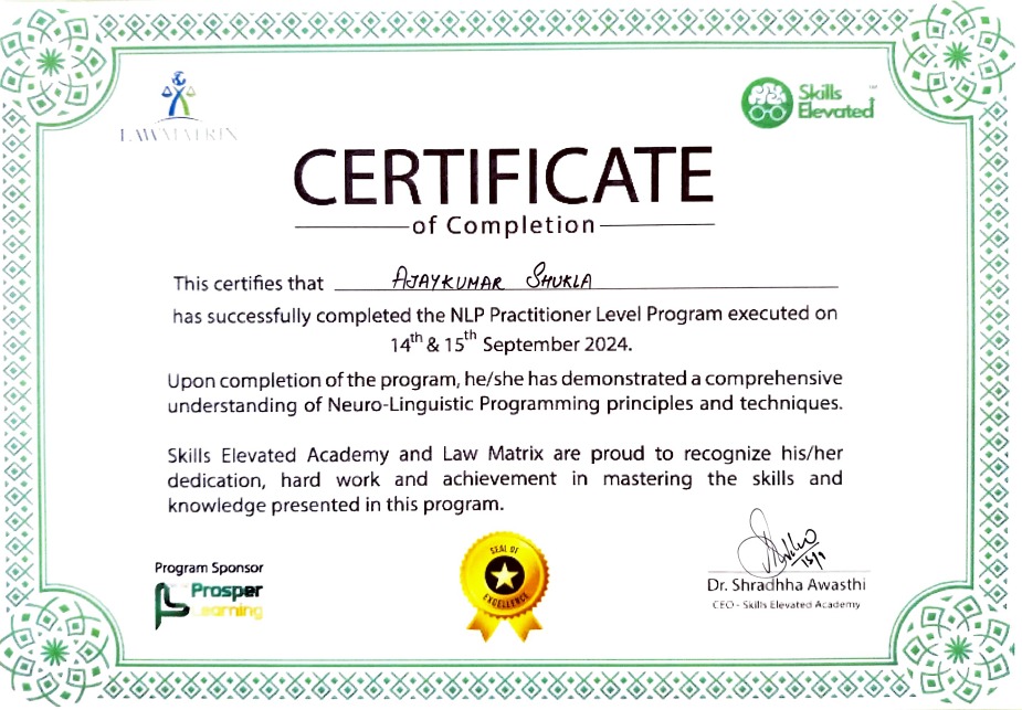 Certified NLP Trainer Credentials